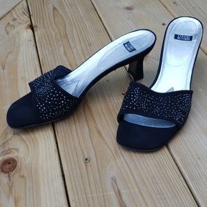 Stuart Weitzman Follies Black Rhinestone Heels